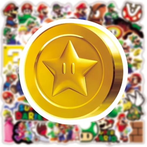 Image of 50pcs Cartoon Mario Stickers for Kids,Vinyl Waterproof Mario Decal for Water Bottle Laptop Toy Sticker for DIY Decorate Bumper Phone Hard Hat Kids Teens Gifts