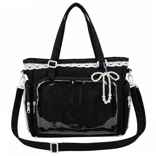 Sac Itabag transparent avec dentelle japonaise en toile kawaii pour pin's