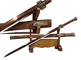 Chinese Han Jian Sword – Hand-Forged Damascus Steel Octahedron Red Blade, Full Tang Battle Ready with Rosewood Scabbard for Martial Arts & Collectors
