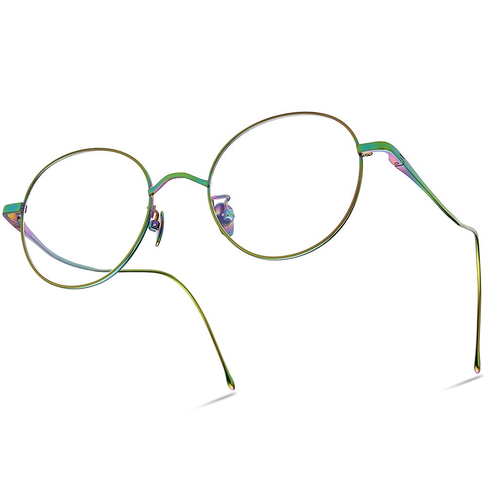 FONEX Titanium Glasses Frame,Round Myopia Optical Eyeglasses for Women 8558