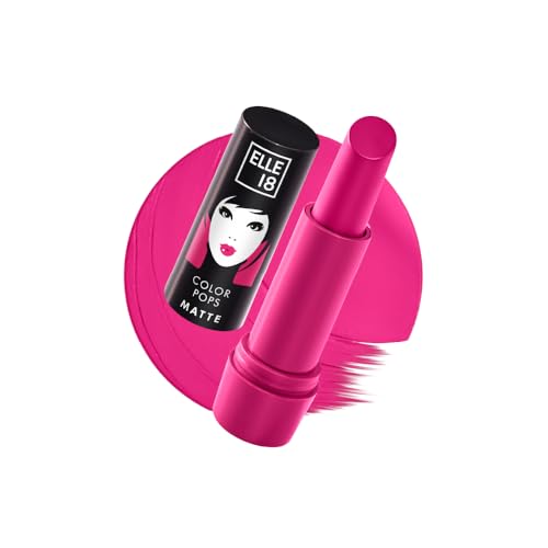 Image of Elle 18 Color Pops Matte Lipstick, Rose Day, Moisturising Bullet Matte, with Vitamin E, Highly Pigmented, Infused with Jojoba Oil and Shea Butter | 4.3 g