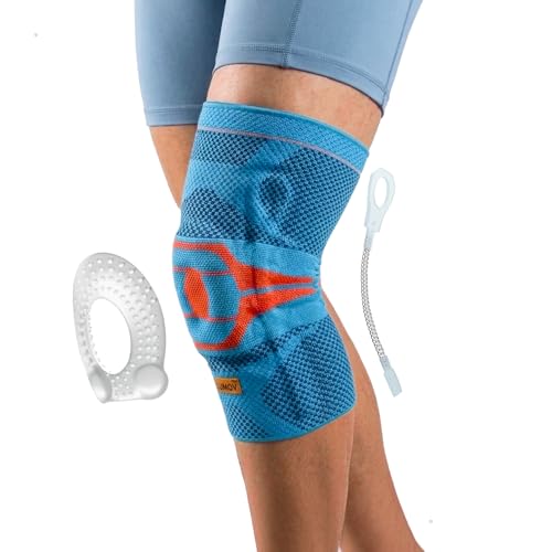 Image of Knee Brace Ultima with Patella Gel Pads & Side Stabilizers, Nylon Knee Brace for Men and Women, Durable Knee Caps for Sports, Gym Exercise, Running, Cycling, Injury Recovery - Blue, L Size. 1 Pc