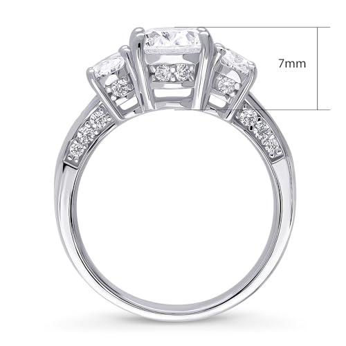 BERRICLE Sterling Silver 3-Stone Wedding Engagement Rings Stackable Band Ring Set for Women, Cubic Zirconia CZ - Asscher, Cushion, Oval, Princess, Round Cut4