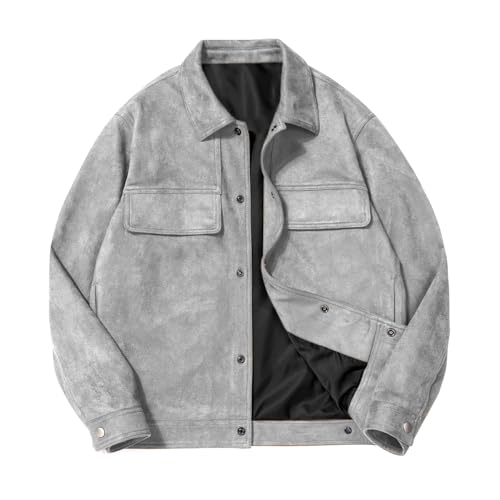 Mens Suede Jacket Vintage Trucker Coat for Mens Cowboy Jacket Biker Jacket Men Bomber Jacket Casual Jackets for Men