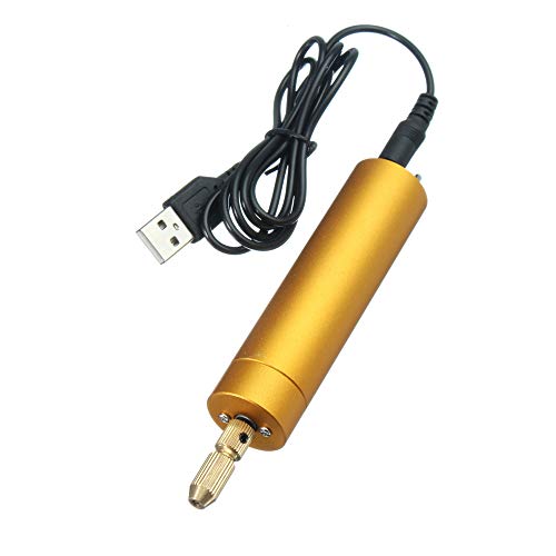 Gecheer 5 V DC Mini Alumínio Motor De Mão Elétrica Broca + 10 Pcs Bits de Torção DIY para Madeira PC