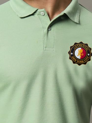 Image of Mens Solid Polo Neck Half Sleeve Tshirt-HB022-PISTA