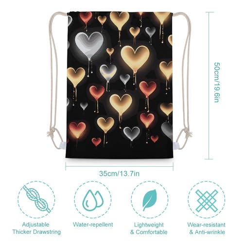 Drawstring Backpack Gym Bag Glowing Love Cinch Sackpack Waterproof Beach Bag for Women Men2