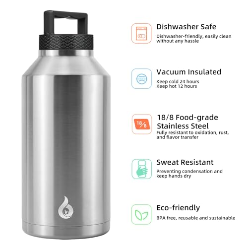 Image of BJPKPK 64oz Insulated Water Bottle, Stainless Steel Vacuum Jug with Handle