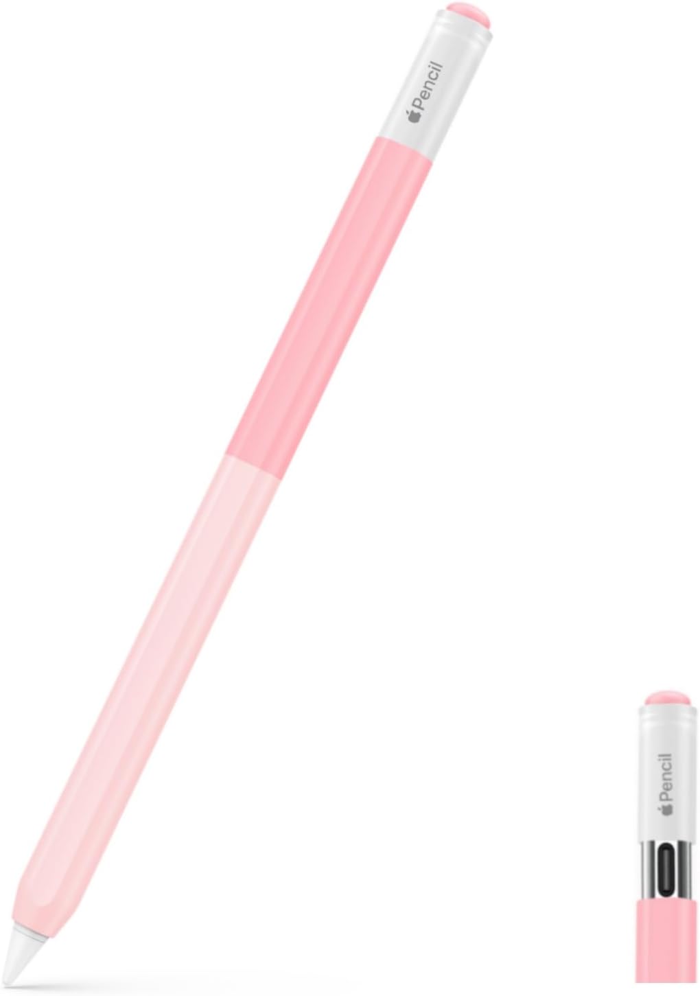 MoKo Case for Apple Pencil USB C, Gradient Color Silicone Protective Cover Sleeve Compatible with Apple Pencil Magnetic and Charging, Pink