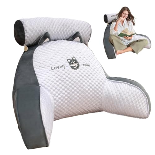 Lisutupode Cojín para cama de lectura, respaldos para sentarse en la cama, cojín de lectura para cama, cojín para el respaldo de la cama, cojín cómodo con reposabrazos, cojín de lectura para adultos,