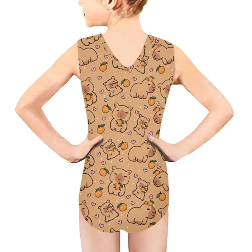 Image of Girls Cartoon Pattern One-Piece Swimsuits Sport Racer Swimwear Beach Bathing Suit, Size 5-14