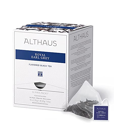 Althaus Tee ROYAL EARL GREY (vorher EARL GREY CLASSIC) ⋅ Schwarzer Tee im Pyramidenbeutel PYRA PACK ⋅ Aromatisierter Earl Grey Schwarztee ⋅ 15 x 2,75g