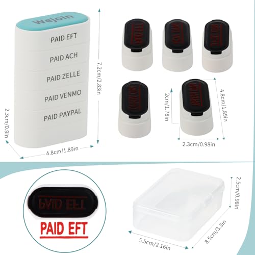 WEJOIN Office Paid Stamps Set - Paid Self Inking Rubber Stamp, PaidEFT/ACH/Zelle/VENMO/PAYPAL with Red Ink, Pre-Inked Stamper for 3rd Party Business, Bookkeeping, Ordering, Accounting, Work.