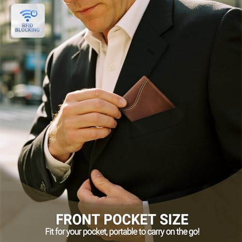 Slim Wallet for Men/Genuine Leather Mens Wallet with Money Clip/front pocket/Bifold Minimalist RFID Blocking/Credit Card Holder Wallet4