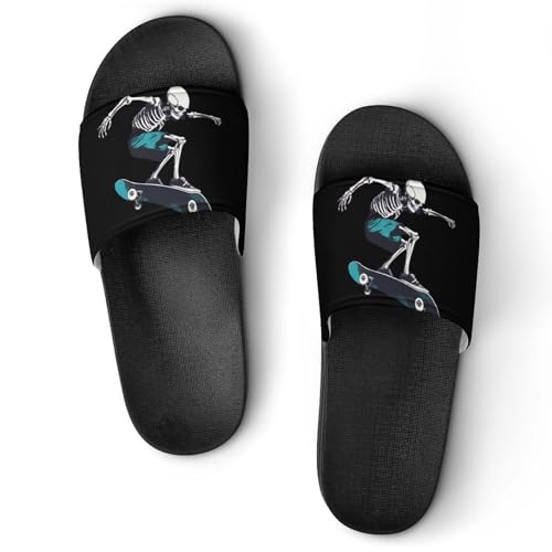 Skeleton Skate Or Die Men's Bathroom Slippers Shower Indoor Home Beach Outdoor Shoes for Women