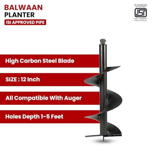 Image of BALWAAN Krishi Drill Planter 12 inch /30 cm /304 mm /Post Hole Digger Planter /Spiral (Drill Planter) of Planter (12 Inch Planter)|PT-12