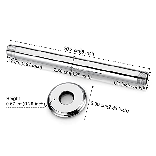 Anpean 8 Inch Shower Arm And Flange Polished Chrome, Ceiling Mounted Shower Arm For Rain Shower Head #TOP6