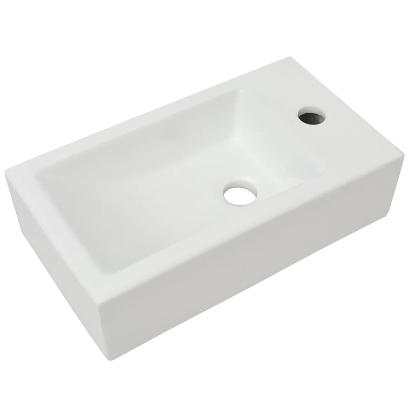 Lavabo con Agujero Grifo, Lavabo sobre Encimera, Lavabo Baño, Muebles De Baño, Mueble Lavabo, Rectangular cerámica 46x25,5x12 Blanco