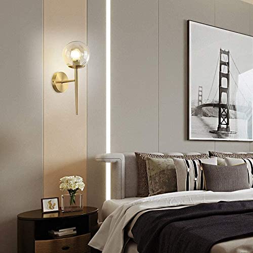 Iluminación de pared para dormitorio en cristal opaco y metal dorado mate 2