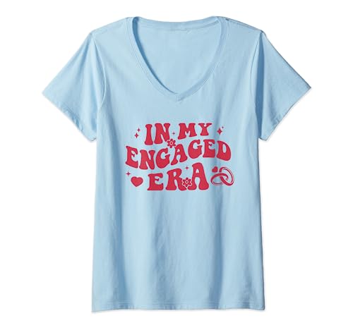 Damen In My Engaged Era Retro Bride Bachelorette Party Bridesmaid T-Shirt mit V-Ausschnitt