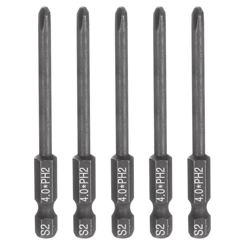Image of sourcing map 5pcs #2 Phillips Screwdriver Bit PH2 1/4" Hex Shank 3" (75mm) Long 4mm Rod Magnetic Cross Head Drive Drill Bits S2 Steel Industrial Screw Driver Electric Power Tool, Black
