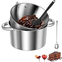 4er Set Wasserbad Schmelzschale,304 Edelstahl Schmelzschüssel mit Silikonspatel und Löffel,Kochschüssel,Fusionsschale,Schokofondue Schmelztopf,für Schokolade,Käse,Zucker,Butter,Käse,Karamell,Kerzen,2l