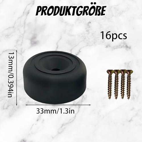 ZexJpr 16 Stück Füße Für Möbel, Möbel Zubehör, Möbelfüße Mit Schrauben, Schwarz, Durchmesser 3,3 cm Höhe 1,3 cm, Schrankfüsse Zum Erhöhen Und Ausgleichen Von Möbeln, Sofa Stabil