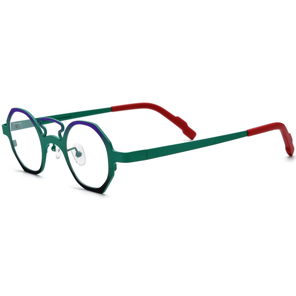 FONEX Colorful Pure Titanium Glasses Frame Women Retro Round Eyeglasses
