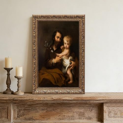 Toile de Saint Joseph et Jésus cadre suspendu premium - 4