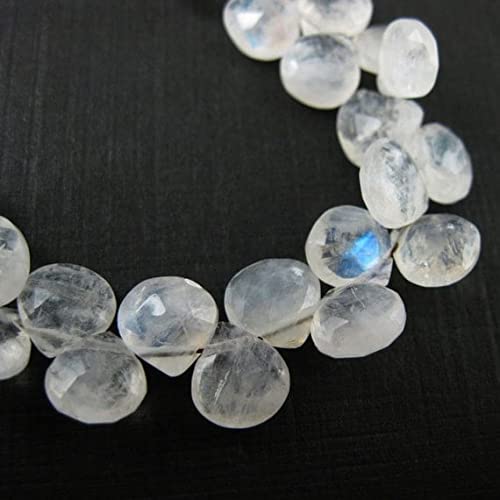LKBEADS Kamień księżycowy kamień szlachetny - półszlachetny koralik-100% prawdziwy koralik briolette - kształt serca - 6 mm, klasa B - 10 szt., luźne koraliki