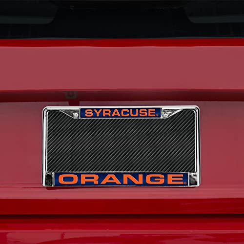Ncaa Rico Industries Laser Cut Inlaid Standard Chrome License Plate Frame, Syracuse Orange - Blue Insert , 6 X 12.25-Inches #TOP1