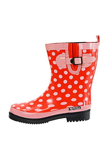 MADSea Damen Gummistiefel Ocean Halbschaft, Rot mit weißen Punkten, 39 EU