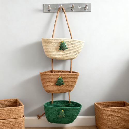 Panier suspendu 3 niveaux coton gain de place maison