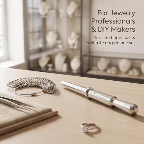 Image of Bflaae 2 PCS Ring Sizer Measuring Tool Kit with US Ring Mandrel, 27 PCS Stainless Steel Ring Gauges for Ring Repair and Measurement, Pro 2 PCS