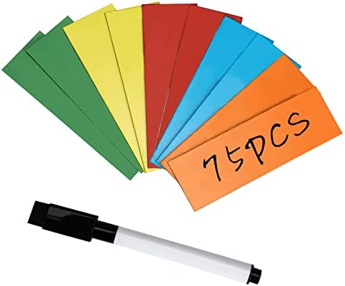 75 PCS Magnetic Dry Erase Labels, Flexible Magnetic Label Stickers For School, Office, Warehouse, Suit for Fridge, File cabinet 7.5 x 2.5 cm
