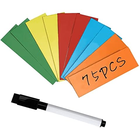 75 PCS Magnetic Dry Erase Labels, Flexible Magnetic Label Stickers For School, Office, Warehouse, Suit for Fridge, File cabinet 7.5 x 2.5 cm Cover