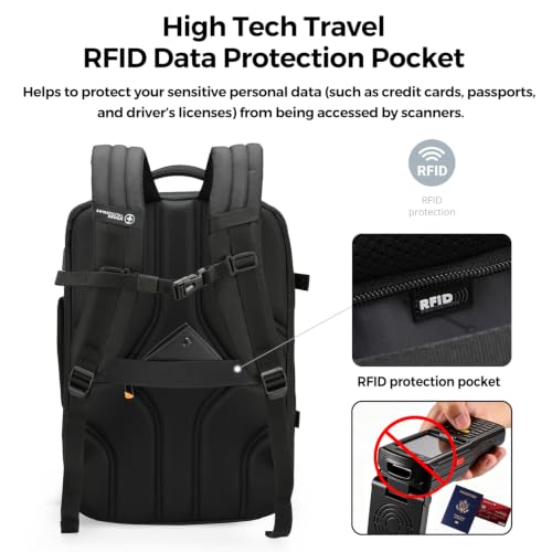 Image of Swissdigital Design Travel Laptop Backpack 43l with USB Charging Port,TSA Friendly Flight Approved Carry-on Luggage Hand,Business Backpack,Large Weekender Bag Fits 17 Inch Laptop Black | SD1748-01