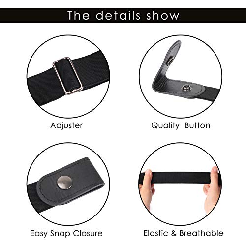 Image of 4 Pieces No Buckle Elastic Stretch Belts for Men Women, Comfortable Buckle Free Invisible Belts for Jeans Pants
