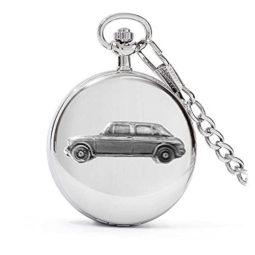 Montre gousset à quartz avec boîtier en argent poli effet étain élégant pour homme