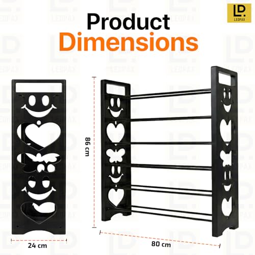 Image of LEOPAX Premium Multipurpose Shoe Rack, 6-Layer Shoe Storage Organizer, Compact Space-Saving Strong & Durable Rack for Entryway, Living Room, Bedroom & Closet - Black
