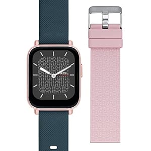 Breil, Smartwatch SBT-1, polshorloge met verwisselbare dubbele armband van siliconen, bluetooth-verbinding, gesp, Blauw Zee-Rose-Zwart, Eén maat, riem