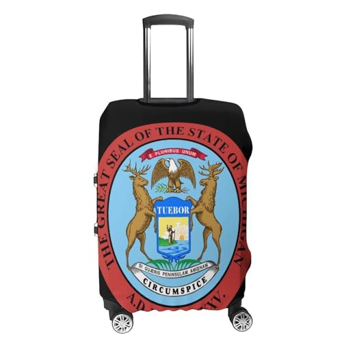 Seal of Michigan Luggage Covers Washable Travel Suitcase Cover Elastic Baggage Protector4