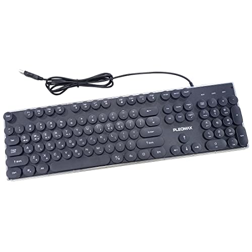 Okb Keyboard(Korean-English) Retro Round Keycap Typewriter Style Usb Rainbow Led Backlit Keyboard (Black) thumb #4