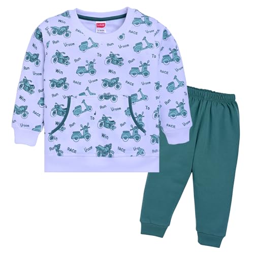 Image of LuvLap Baby Boys Full Sleeve Hooded Sweatshirt & Pyjama Set