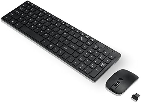 Wireless Keyboard and Mouse Combo, 2.4GHz Dropout-Free Connection,Full-Size Keyboard and Portable Mobile Optical Mice,Long Battery Life (Black)