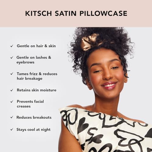 Kitsch 64440 Satin Pillowcase With Zipper For Hair & Skin, Softer Than Silk Pillow Cases Queen, Smooth Pillow Covers, Machine Washable, Wrinkle-Free, Cooling Satin Pillow Cases Standard Size 19 Inchx26 Inch thumb #2