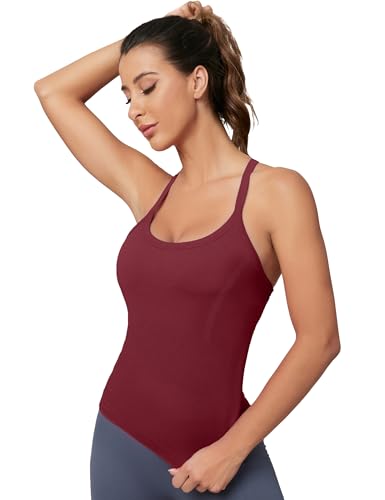 Image of MathCat Workout Tank Tops for Women with Built in Bra, Sleeveless Gym Tops Seamless Racerback Athletic Yoga Shirts
