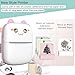 Mini Printer Portable, Inkless Sticker printer with 8 Rolls Paper, Bluetooth Wireless mini thermal printer Compatible with iOS + Android for Journal, Memo, Photo, Print Pod Gifts for Girls Kids (Pink)