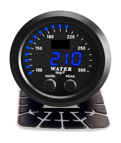 52MM Auto 12v/24v Ultra-Thin Water Temperature Gauge with 1/8 Npt Sensor and Bracket Colourful Display Temp 100-300F(40~187C) ﻿(Blue)