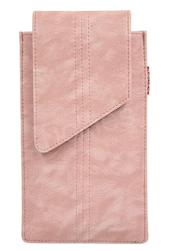 Image of Tickles Fancy Artificial Vegan Leather Mobile Pouch with Waist Clip Saree Hook for Girls Women (Color: Pink) (Suitable for Mobile Sizes: Below 6.5 Inches)